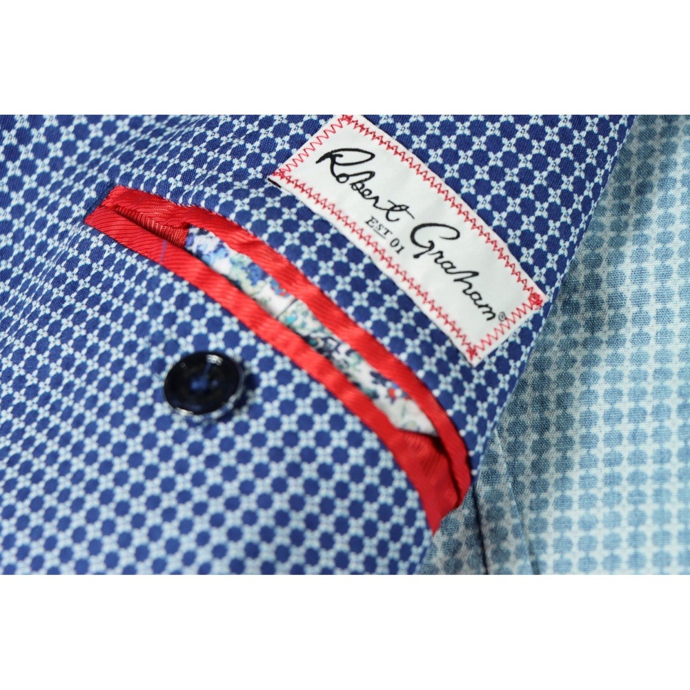Robert Graham Mens Blue Geometric Micro Print Size 46 Sport Coat Blazer Jacket - Picture 3 of 9
